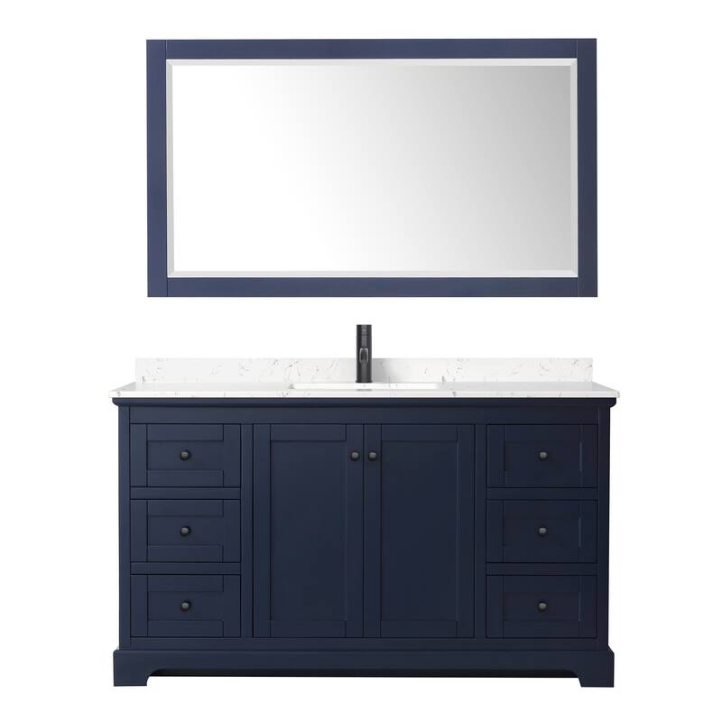 Avery 60 Inch Single Vanity, Cultured Marble Top, 58 Inch Mirror