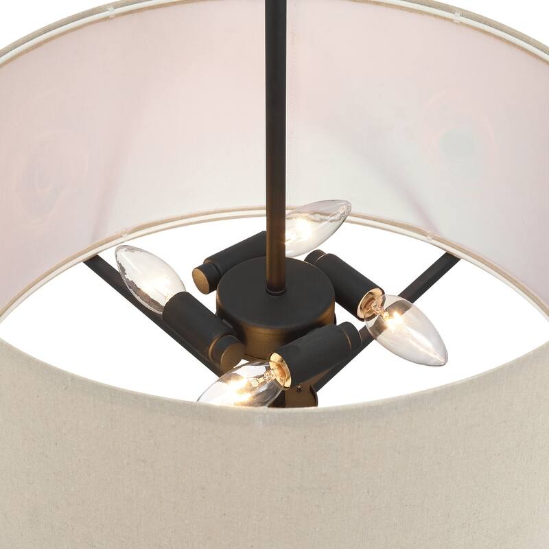 Acroma 4-Light Dimmable Chandelier with Drum Fabric Shade