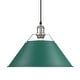 preview thumbnail 1 of 1, Yep by Golden Lighting Orwell 1-light 14in Pendant in Chrome and Pine Green shade - Large Pendant - 14"