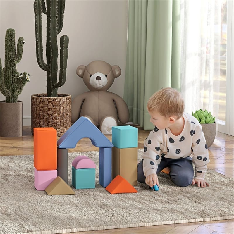 11 Piece Soft Foam Play Set for Toddlers Educational Building Blocks Lightweight Easy to Clean Safe Indoor Playset - Multi