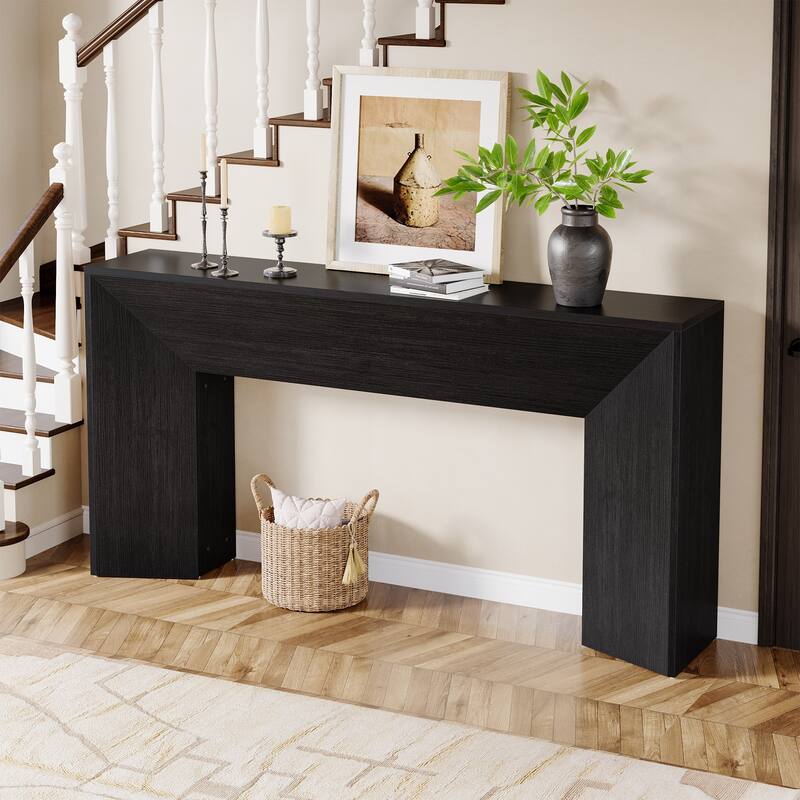 63 Inch Modern Black Entryway Console Table for Living Room - 63" W x 11.8" D x 32.3" H