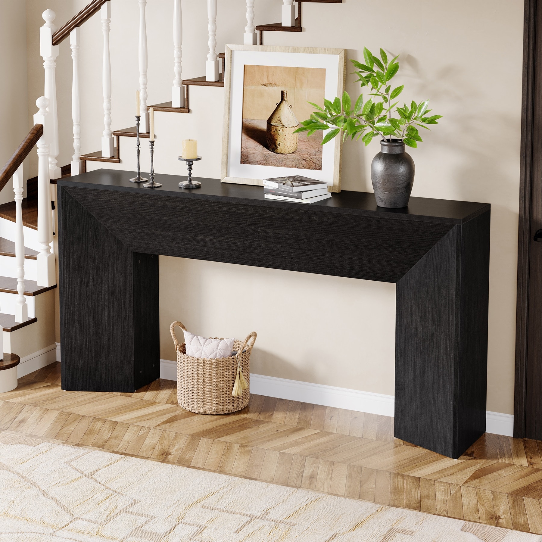 63 Inches Long Black Console Table for Entryway Living Room - 63