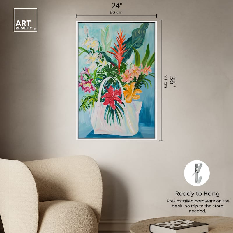 Art Remedy Tropical Flower Bag Framed Flowers In Vase Paintings