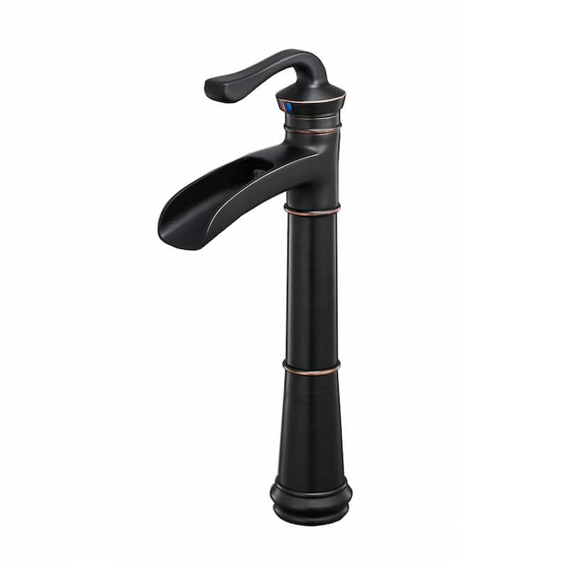 Waterfall Bathroom Vessel Faucet Single Handle Bathroom Vessel Sink Faucets One Hole Modern Basin Vanity High Taps With Valve