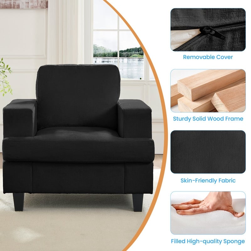 Mixoy Chenille 3 Piece Living Room Sofa Set,3-Seat Sofa/Loveseat/Armchair Sofa Sets,Modular Sectional Couch Furniture Sets