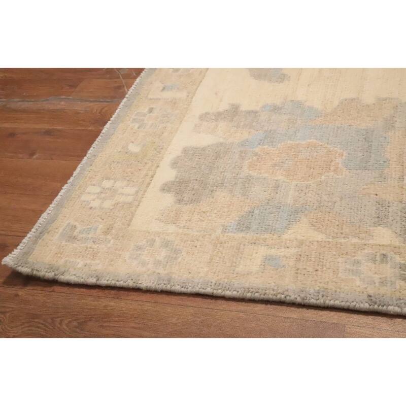 Hand Knotted Oriental 100% Wool Carpet Transitional All-Over Greys & Charcoal Oushak Area Rug - 9' 11'' X 7' 11''