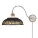 preview thumbnail 3 of 11, Golden Lighting Kinsley 1-light Swing Arm Wall Lamp in Antique Black Iron shade