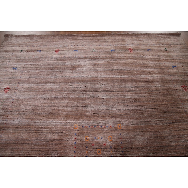 Brown Tribal Gabbeh Oriental Area Rug Hand-knotted Wool Carpet - 8'3" x 10'0"