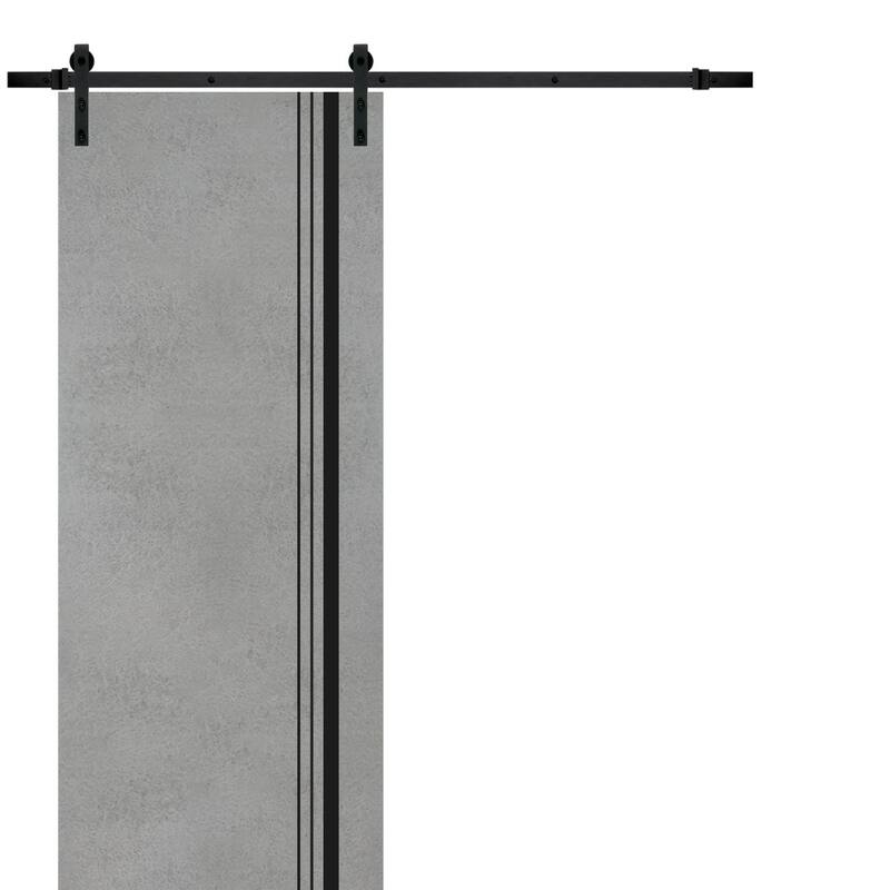 Sturdy Barn Door 36 x 80 Planum 0011 Concrete with 6.6FT - 42" x 80"