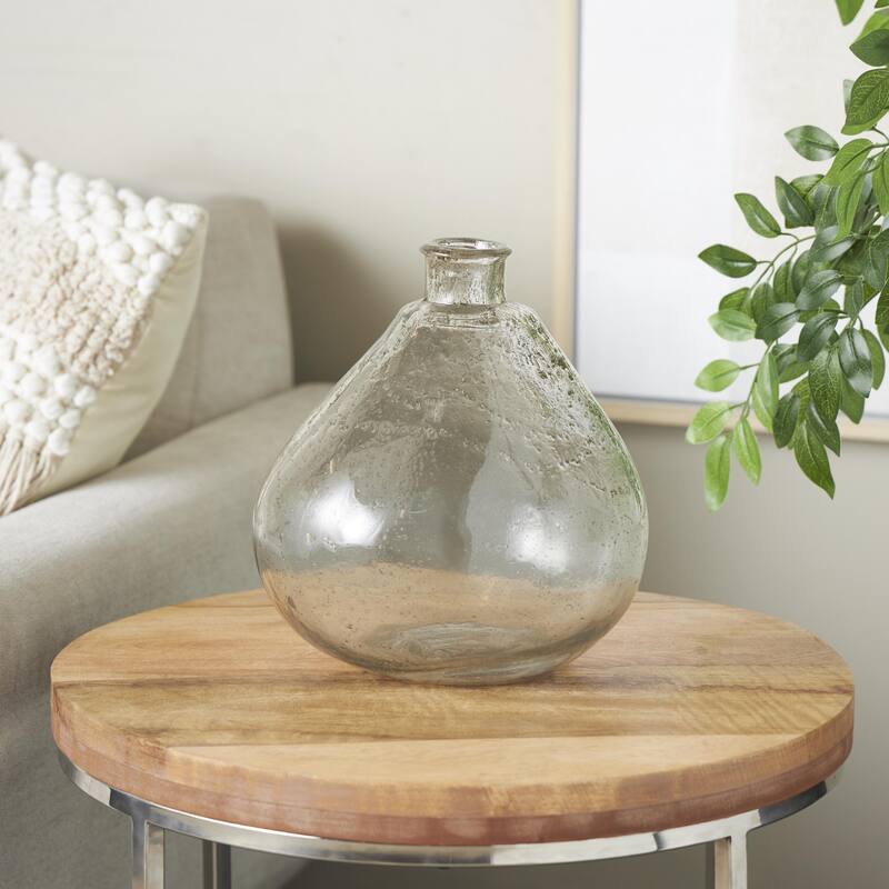 Glass Speckled Vase with Brown Accents - Clear - Roche River Decor