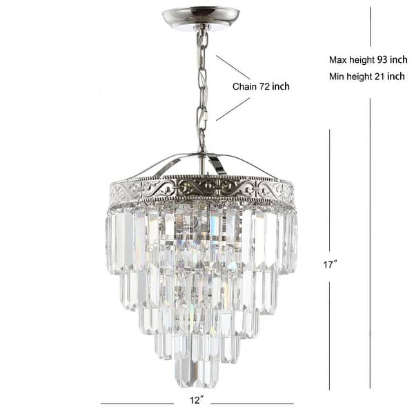 dimension image slide 1 of 5, Gaines Crystal LED Chandelier, Polished Nickel/Clear by JONATHAN Y