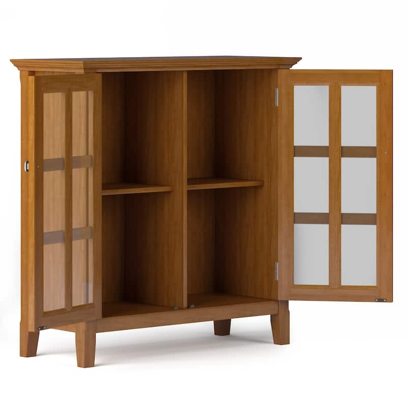 WYNDENHALL Normandy SOLID WOOD 35 inch Wide Transitional Low Storage Cabinet - 35"w x 15.5"d x 36" h