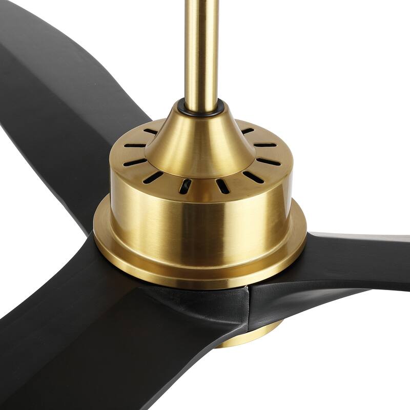 WINGBO 60 Inch DC Ceiling Fan with Lights and Remote Control, 3 Reversible Carved Wood Blades, 6-Speed Noiseless DC Motor