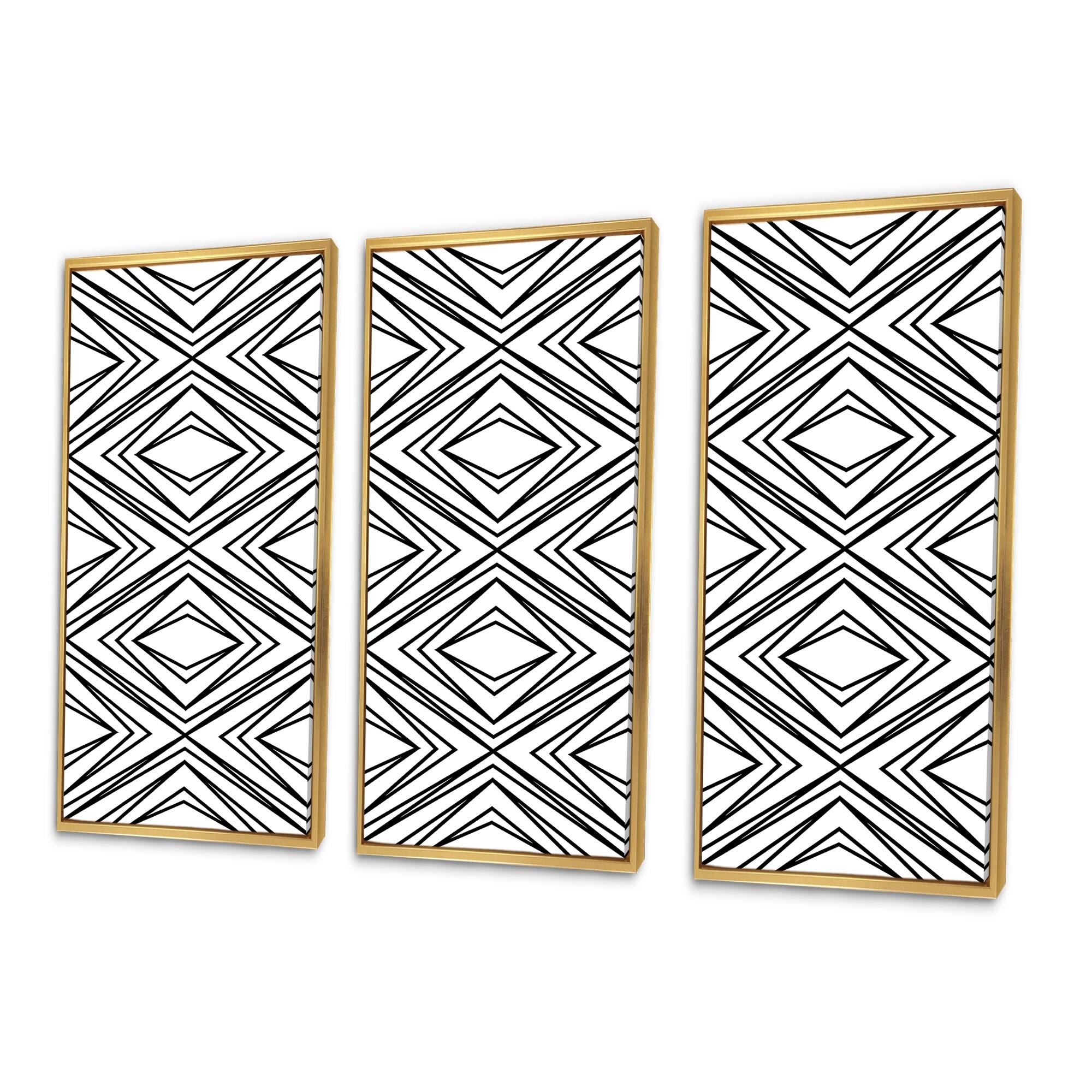 Designart Diamond Rhombus Black And White Geometrics Patterned Framed designart-diamond-rhombus-black-and-white-geometrics-patterned-framed