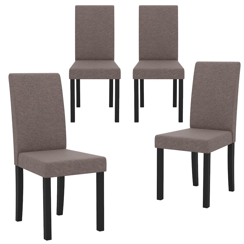 Gymax Dining Chair Set of 4 Fabric Upholstered Rubber Wood Legs Side - Brown