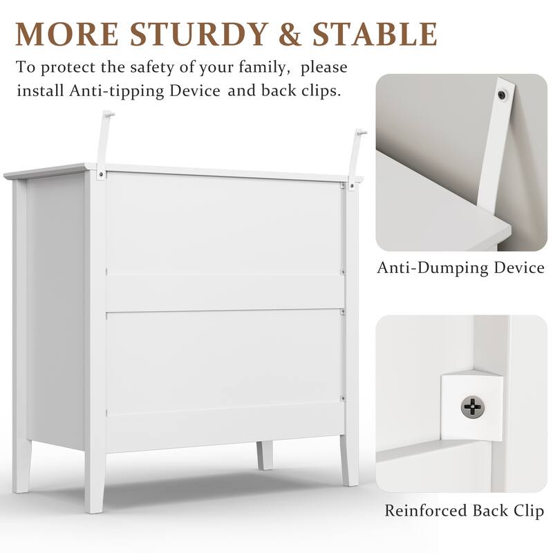 Fluted 3 Drawer Dresser for Bedroom