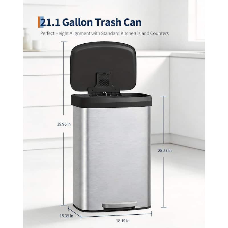 Metal Step-on Trash Can, with Lid