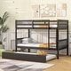 preview thumbnail 10 of 30, Rubber Wood Bunk Bed with Trundle,Convertible into 2 Twin Size Beds,Twin Over Twin Size Espresso
