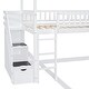 preview thumbnail 30 of 38, House Bunk Bed with Slide and Stair, Wooden Twin Over Twin Bunk Platform Bed with 2 Storage Drawers and Roof for Kids