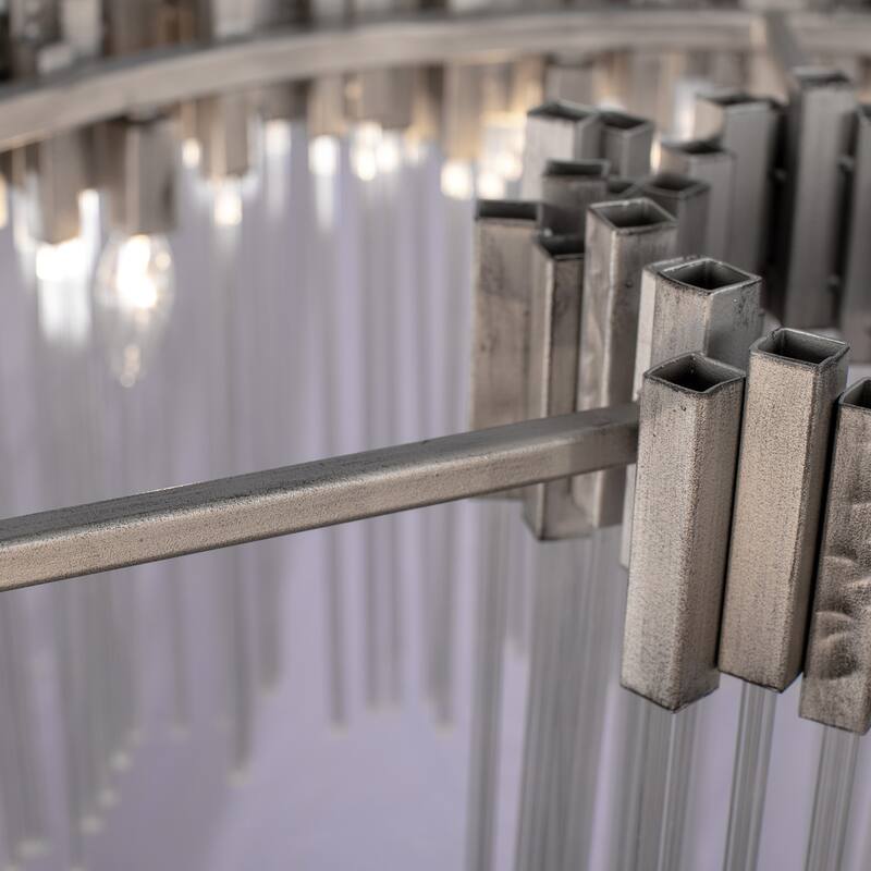 Varaluz 309P10 Matrix Recycled Steel and Fluted Glass 10-Light Pendant