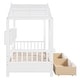 preview thumbnail 8 of 7, White Wooden House Bed with Roof, 2 Drawers, and Storage Shelf