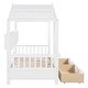 preview thumbnail 17 of 34, Wooden House Bed with Roof, 2 Drawers, and Storage Shelf