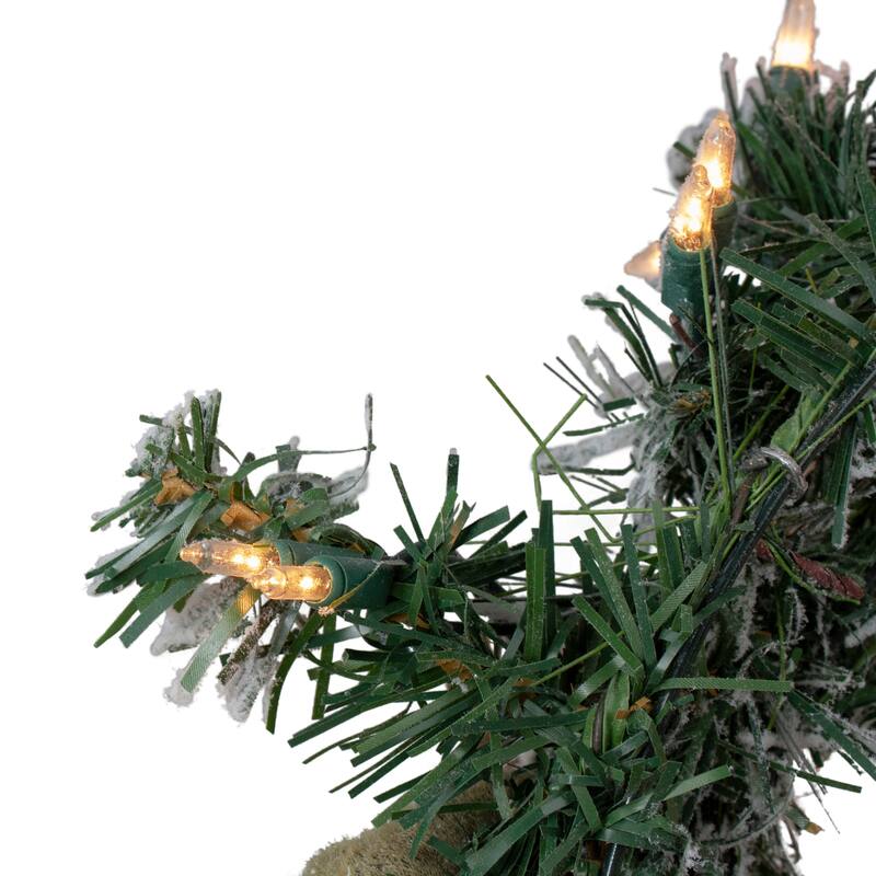 Heavily Flocked Berries Pine Cones Artificial Wreath 24" Clear Lights