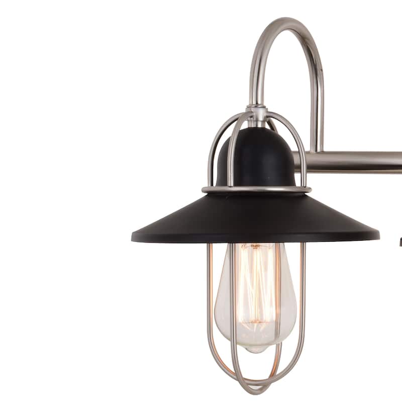 Galena Matte Black and Nickel Coastal Bathroom Vanity Wall Sconce Light Fixture