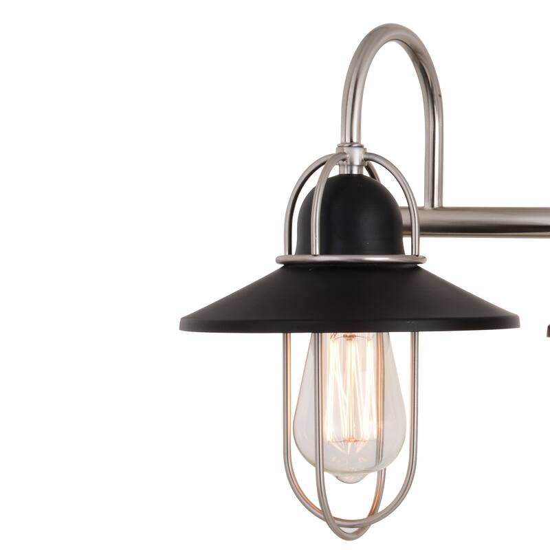 VAXCEL Galena Matte Black and Satin Nickel Nautical Coastal Bathroom Vanity Lighting Fixture, Steel Cage Wall Sconce