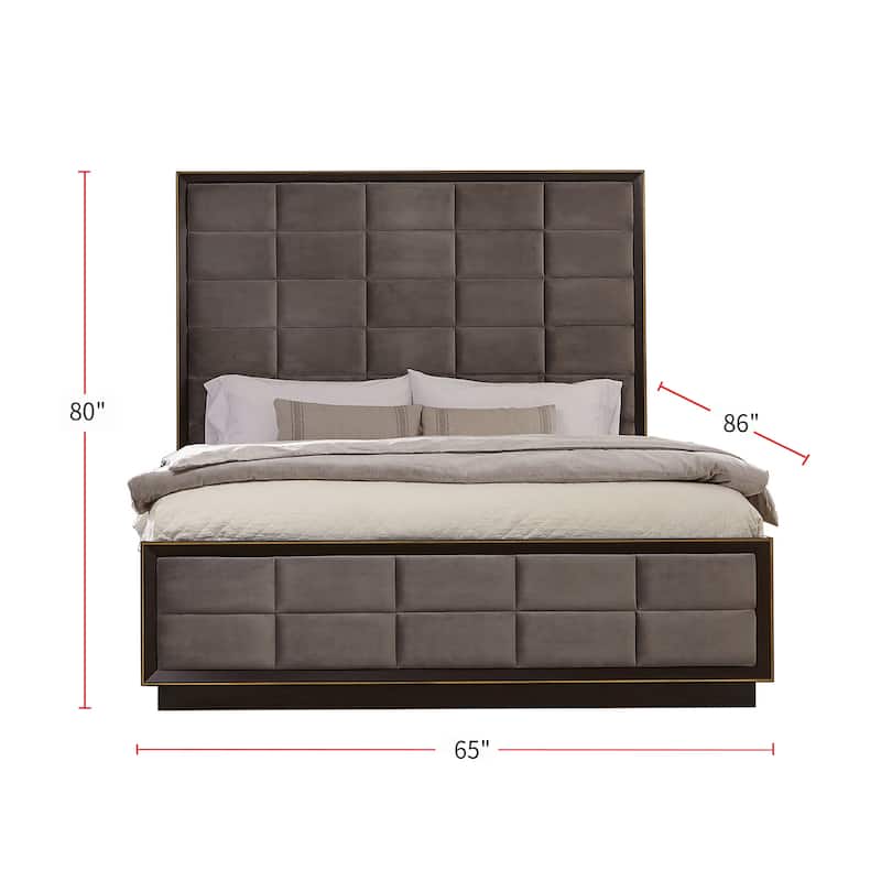 Upholstered Bed in Smoked Peppercorn And Grey