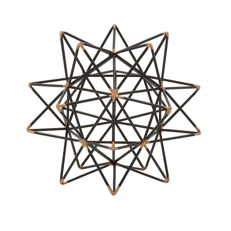 Metal Geometric Decorative Sculpture with Gold Accents - Black - Roche River Decor - Black