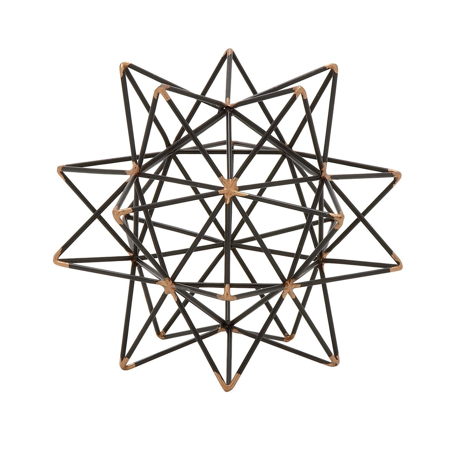 Metal Geometric Decorative Sculpture with Gold Accents - Black - Roche River Decor