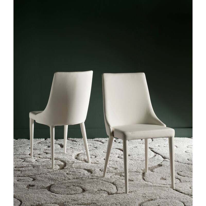 SAFAVIEH Socorro Mid-Century Modern White Dining Chair (Set of 2) - 23.6" x 19.6" x 35.5" - 24Wx20Dx36H - Butter Cream