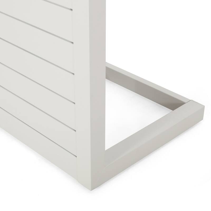 Roomfitters Modern Outdoor Side Table with Slatted Aluminium Frame, Weather-Resistant Accent Table for Patio