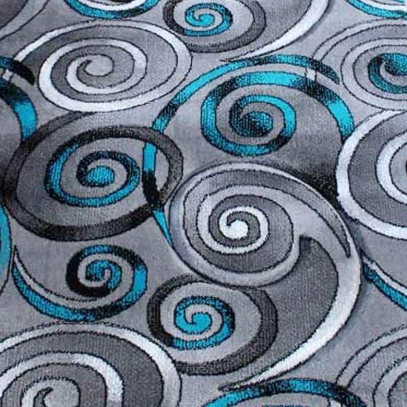 Modern Spiral Patterned Olefin Indoor Area Rug