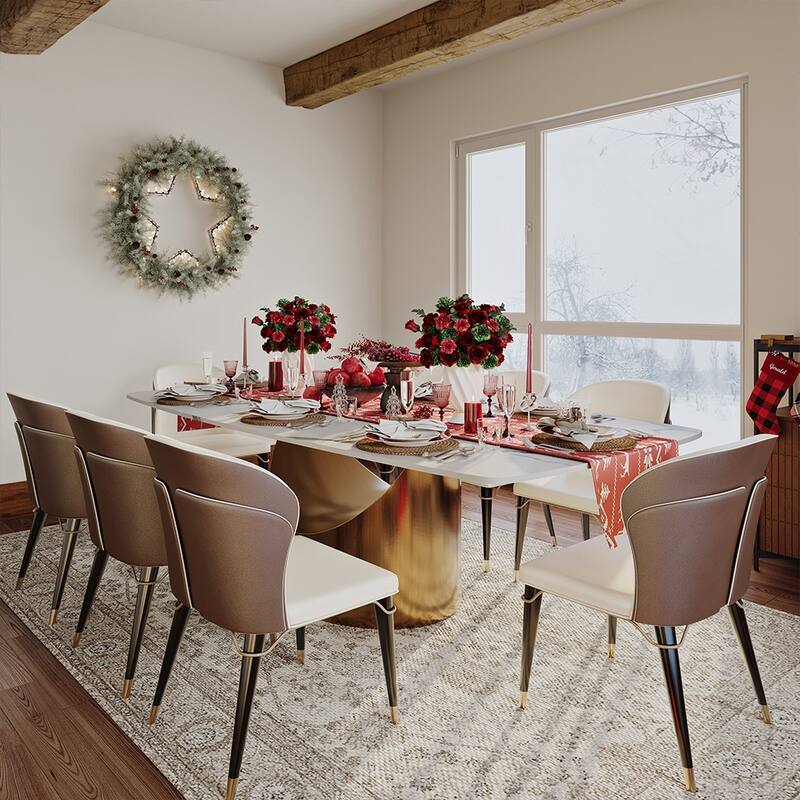 63"-94" Hobart Modern Dining Table with Rectangular Sintered Stone Tabletop and Carbon Steel Leg for 4-10