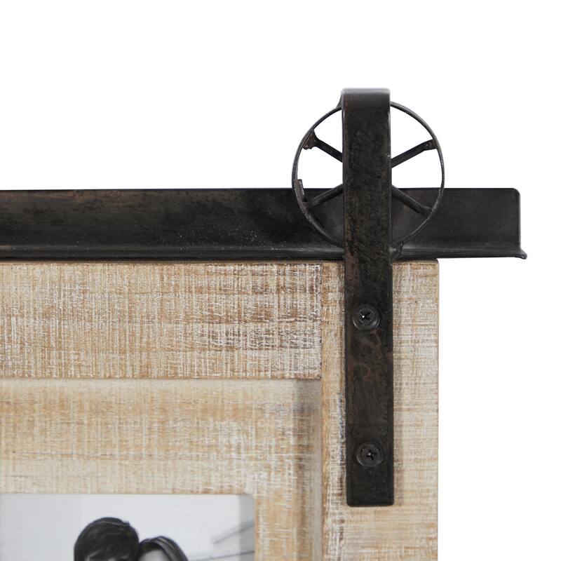 Wooden 4 Slot Wall Photo Frame with Metal Accent - Brown - Roche River Decor