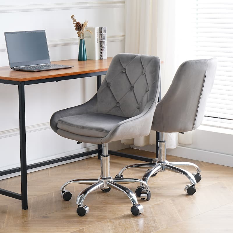Modern Adjustable Height Velvet Dining Chair with Wheels Set of 1.