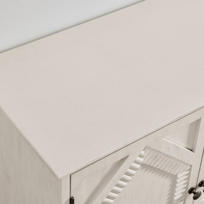 Sideboard Cabinet with 4 Doors & Adjustable Shelf, Accent Cabinet with Solid Wood Legs, Large Wine Bar Storage Cabinet