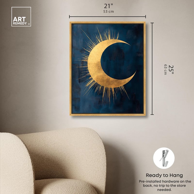 Gold Moon on Indigo Canvas by Art Remedy
