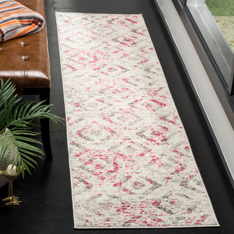 SAFAVIEH Skyler Katy Modern Rug - 2' x 8' Runner - Ivory/Pink