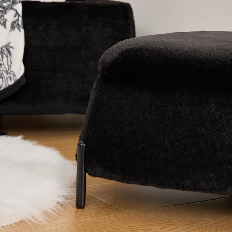 2 Piece Fabric Storage Footstool Set Footstool Shoe Stool with Metal Legs