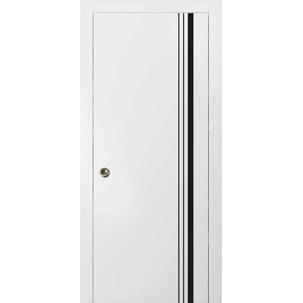 French Pocket Door 18x80 with Planum 0011 White Silk with Kit Trims Rail
