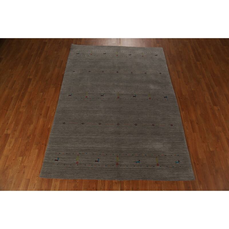 Gabbeh Tribal Area Rug Handmade Wool Carpet - 5'8" x 7'11"