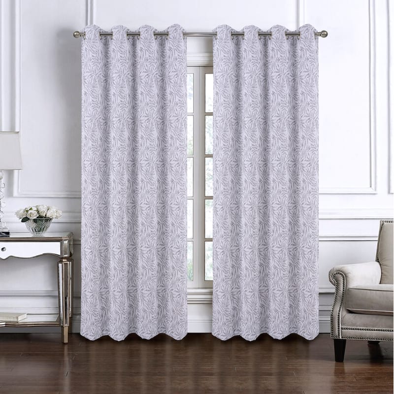 Liana Leaves Woven Jacquard Window Curtain - Charcoal