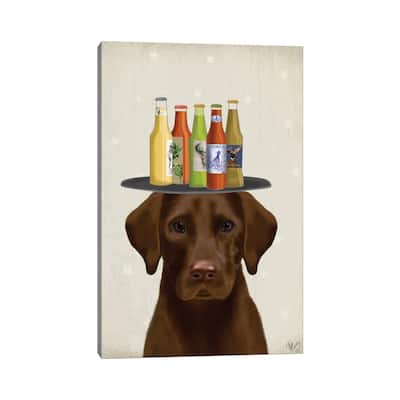 iCanvas "Labrador Chocolate Beer Lover" by Fab Funky Canvas Print