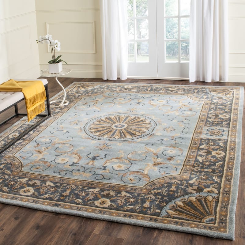 SAFAVIEH Handmade Empire Eftichia Traditional Oriental Wool Rug - 9'6" x 13'6" - Blue