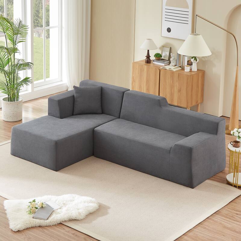 Boneless Couch, Cloud Couch Modular Sectional Sofa with Deeper Seat, L-Shaped Sofa Comfy Corduroy Couches for Living Room