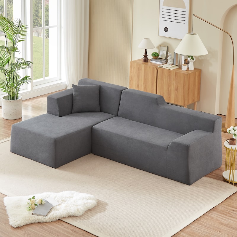 Rossetta L-Shaped Design Left-Facing Modern Minimalist Corduroy High Raised Thickened Back Sofa