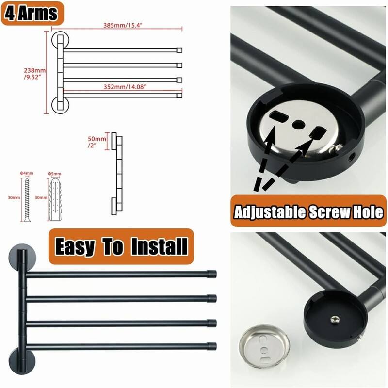 Folding 3 Arms Hand Towel Bars Towel Hanger for Bathroom